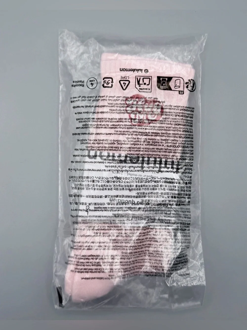 Lululemon Hug Me Daily Essential Crew Socks Pink Red Heart Large NWT Limited Ed.